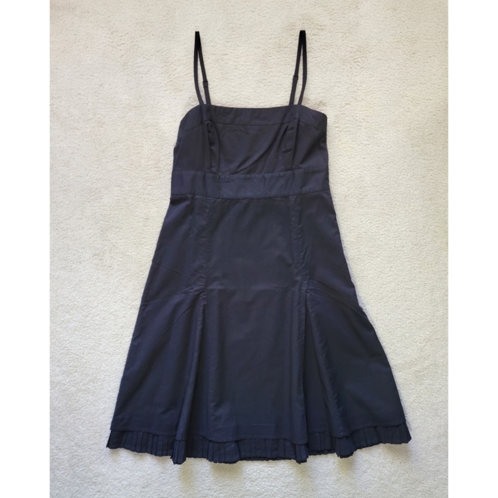 NWOT Gap 100% Cotton Basic Black Summer Dress Pleated Hem, Size 8